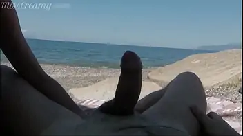 Girl sucks cock in public beach and gets caught by stranger misscreamy