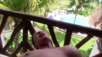 Public Squirting And Cumshot On Hotel Balcony