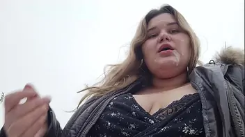 Outdoor Facial On A Beautiful Face Chubby Girl After A Blowjob