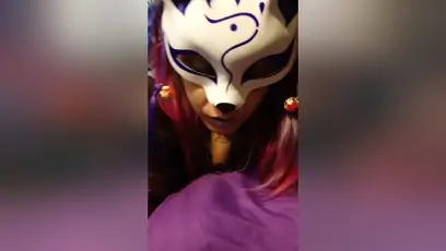 Masked fishnet bodysuit fox girl vibes her clit and cums hard ladythetramp