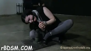 Tied up playgirl gets her pink flaps opened up for lusty torture