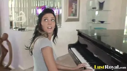 After a piano lesson stephanie cane gets satisfied