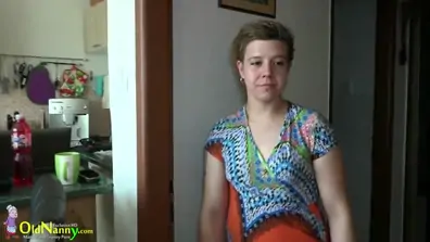 Granny chubby enjoying strapon with teen 18