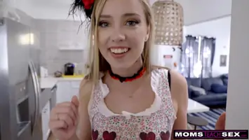 Big dick trick or treat for stepmom and step sis
