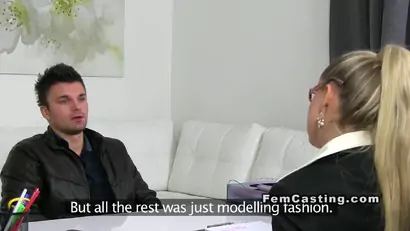 Female agent sucking on casting european