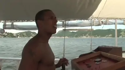 Slim girl on a boat