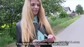 Huge clit euro blonde fucks outdoor pov
