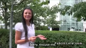 Horny amateur fucks for money in public