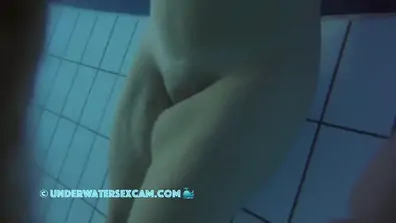 She watches my big dick and masturbates with the jet stream