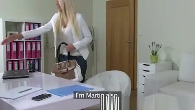 Creampie for smoking hot blonde in casting