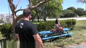 Ebony teen 18 gets in the park