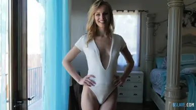 Adorable blonde angel teasing with her nice curves