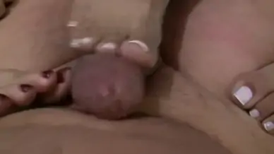 3 pairs of feet give a footjob