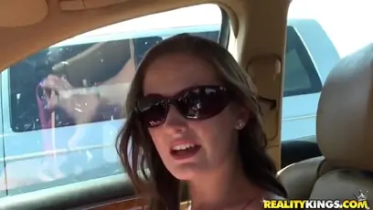 Hailey is doing a blowjob in a car to jmac