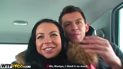 A couple spends a romantic day at a ski lodge
