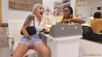 Ebony mystique sneaky vibrator leads to salon sex 21 1 2022