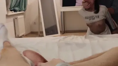 Cuckold and bull cum in her pussy twice