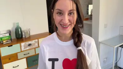 Sugary kitty in i seduced my step sis when she wearing i love doggystyle t shirt and missionary cum