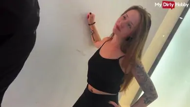 Sucks cock and gets fucked at the mall with hot cerise