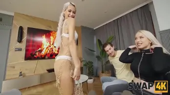 Swap wives with vera jarw in a collar and veronica leal ended up with a lot of cum 18 min