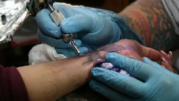 Shyla stylez flashes her big tits while having a wrist tattoo alterotic