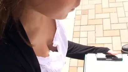 Free down blouse video of a hot asian babe with perky tits