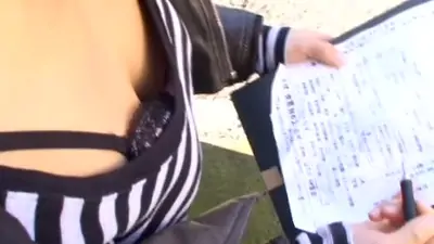 Lace bra and perky tit are subject of down blouse vid