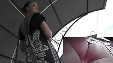 Continuous bus upskirt filming of the young girlfriend