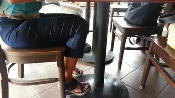 Candid feet blue nails