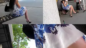 Skirt looks hot on skinny ass in accidental upskirt