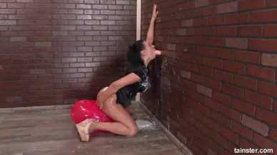 Getting slimy while banging a dildo chair