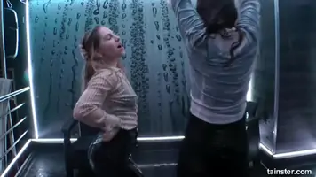 Scandalous shower time hot little sluts having fun