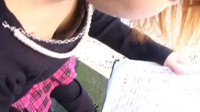 Candid public downblouse with cute japanese