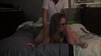 Blonde female with glasses teacher gets fucked in purple classroom